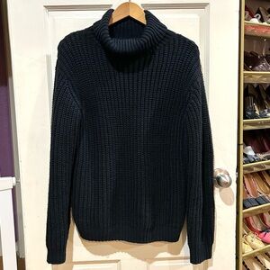 Pull&Bear Oversized Black Cowl Neck Chunky Knit Sweater Cozy Size S